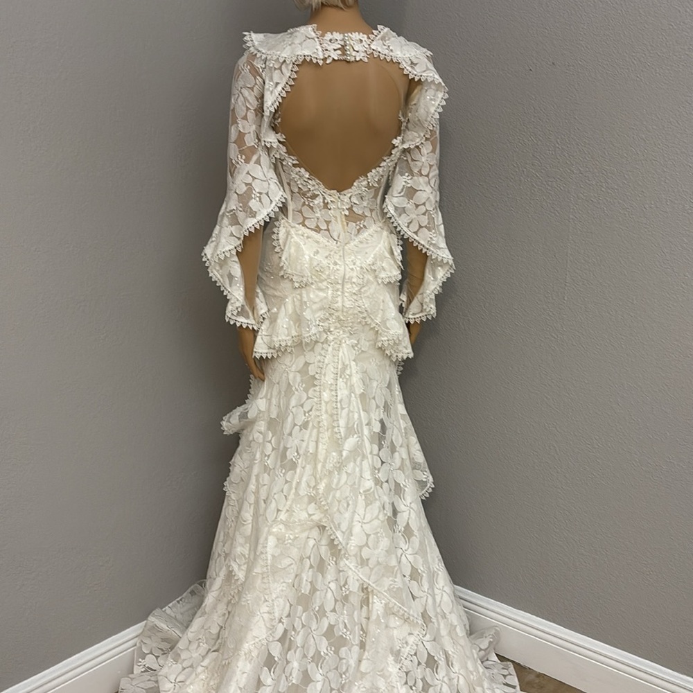 Isabella Talya Wedding Dress Boho size 2 to 4 long sleeves lace - Picture 4 of 16